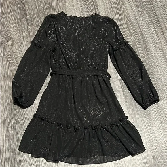 Laundry By Shelli Segal Black Cocktail Mini Dress with V-Neck Bishop Sleeves - Picture 9 of 10